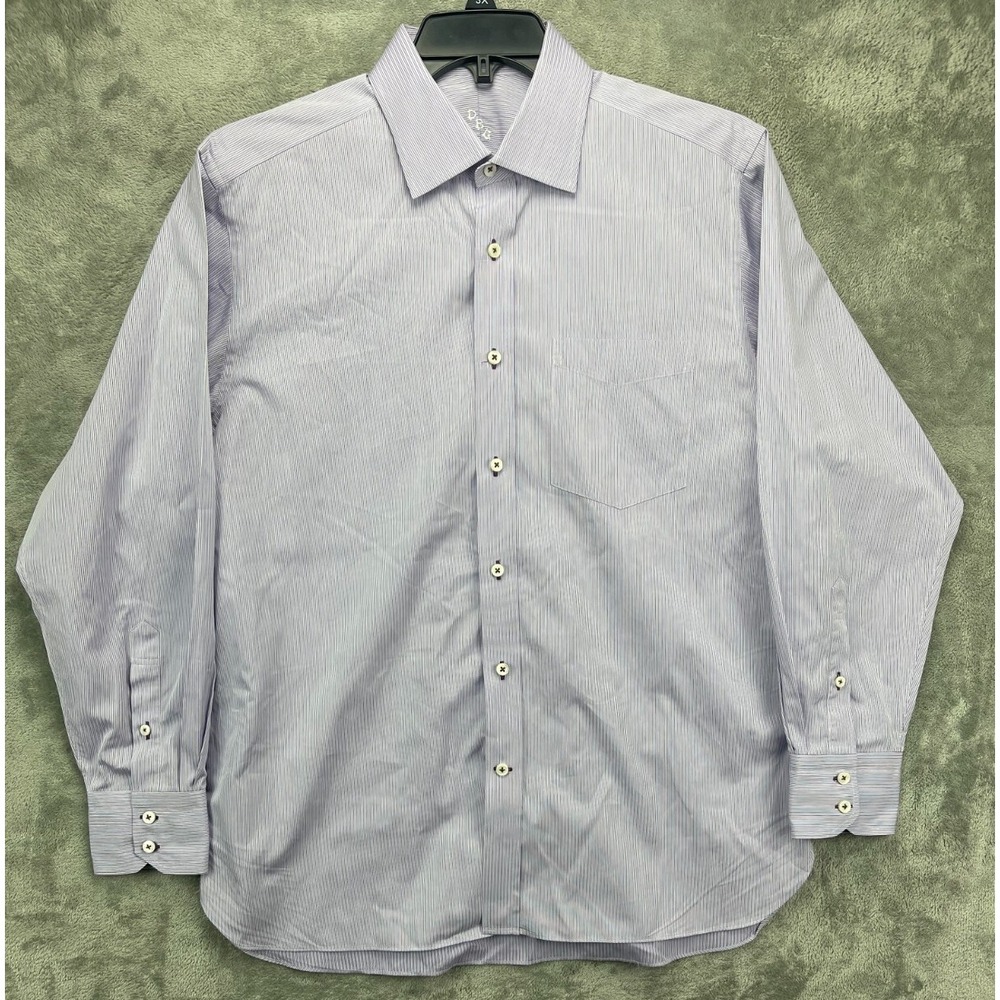 Alumo Men's Bespoke Shirt XL Lavender Striped Long Sleeve Button Up